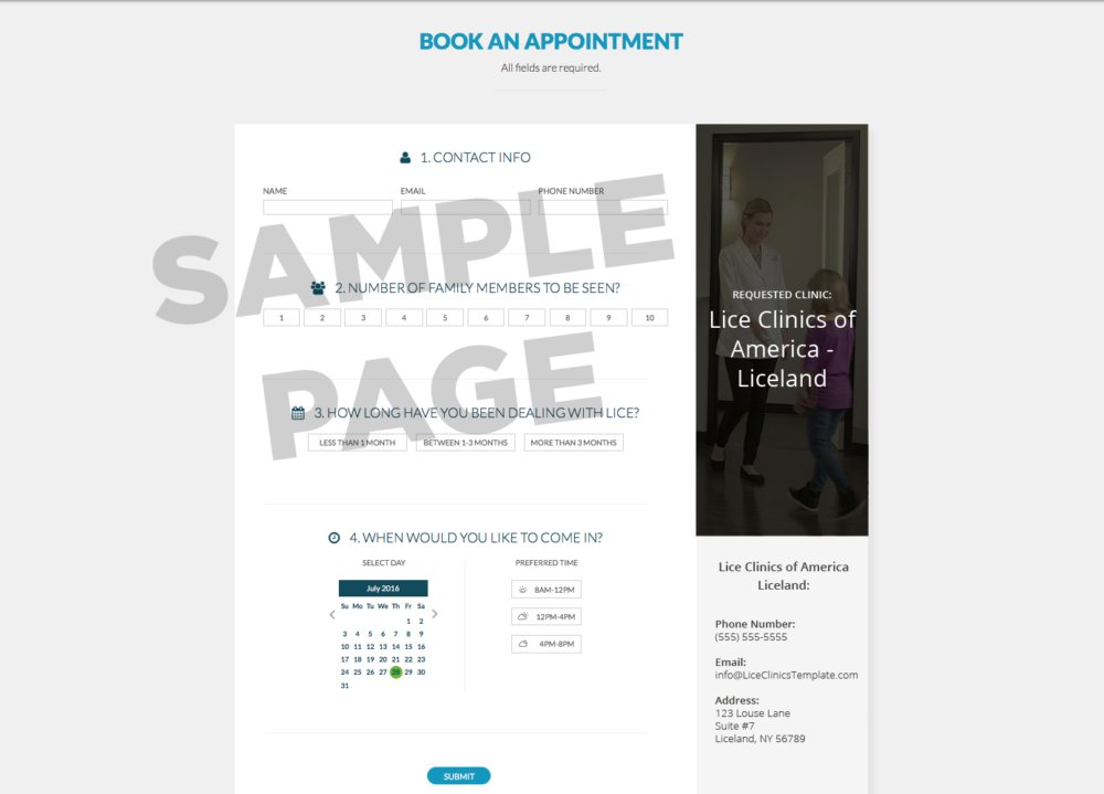 book an appointment sample page